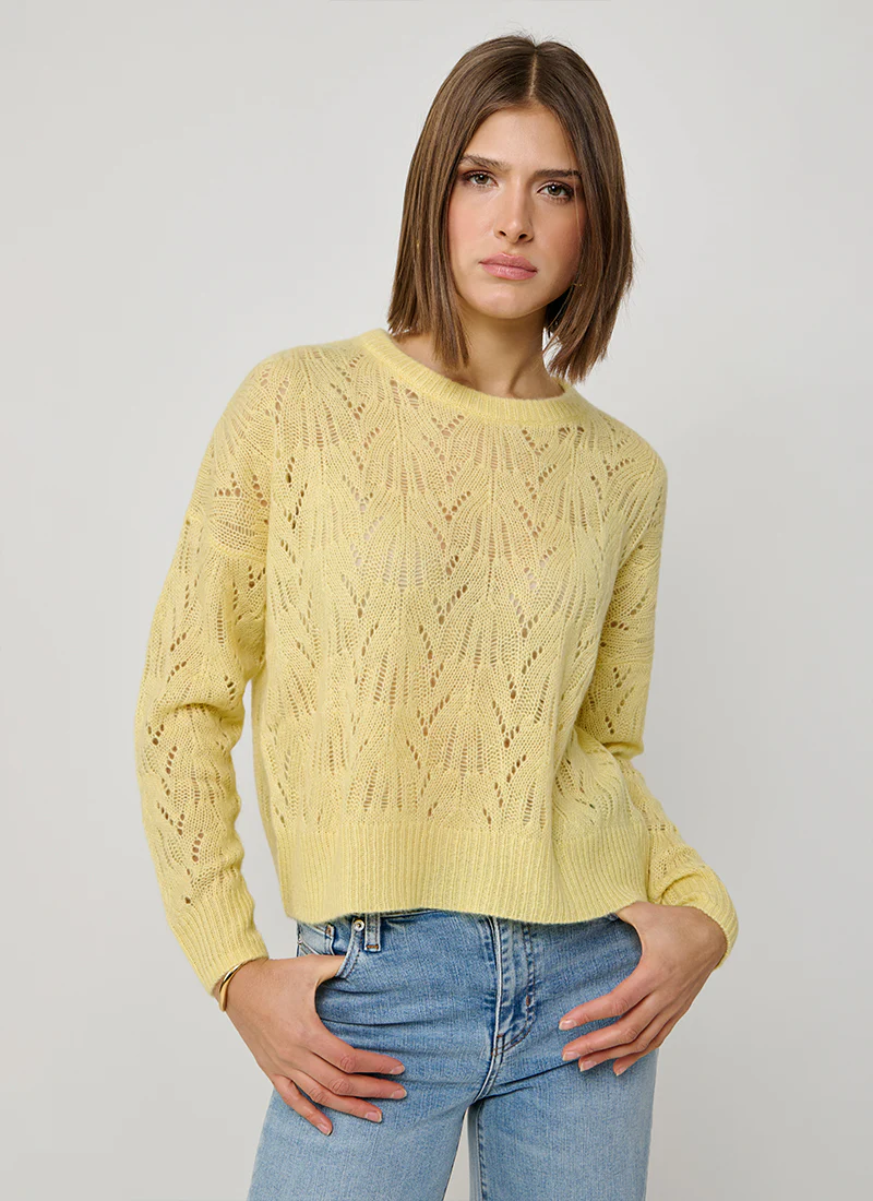 Allover Pointelle Cashmere Long Sleeve Sweater - Image 3