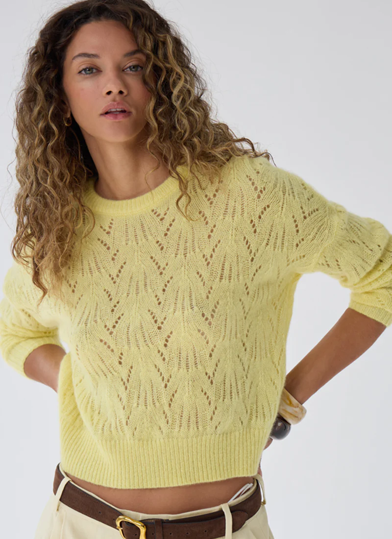 Allover Pointelle Cashmere Long Sleeve Sweater - Image 6