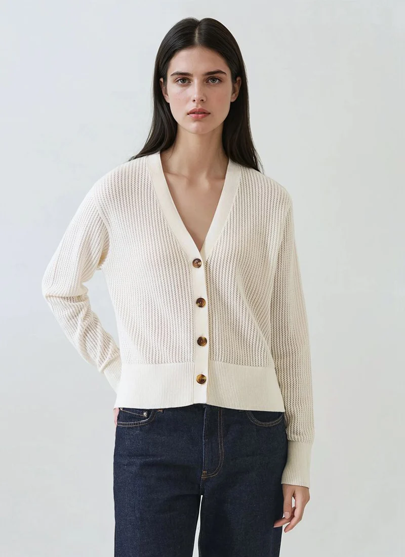 Cotton Cashmere Relaxed Cardigan