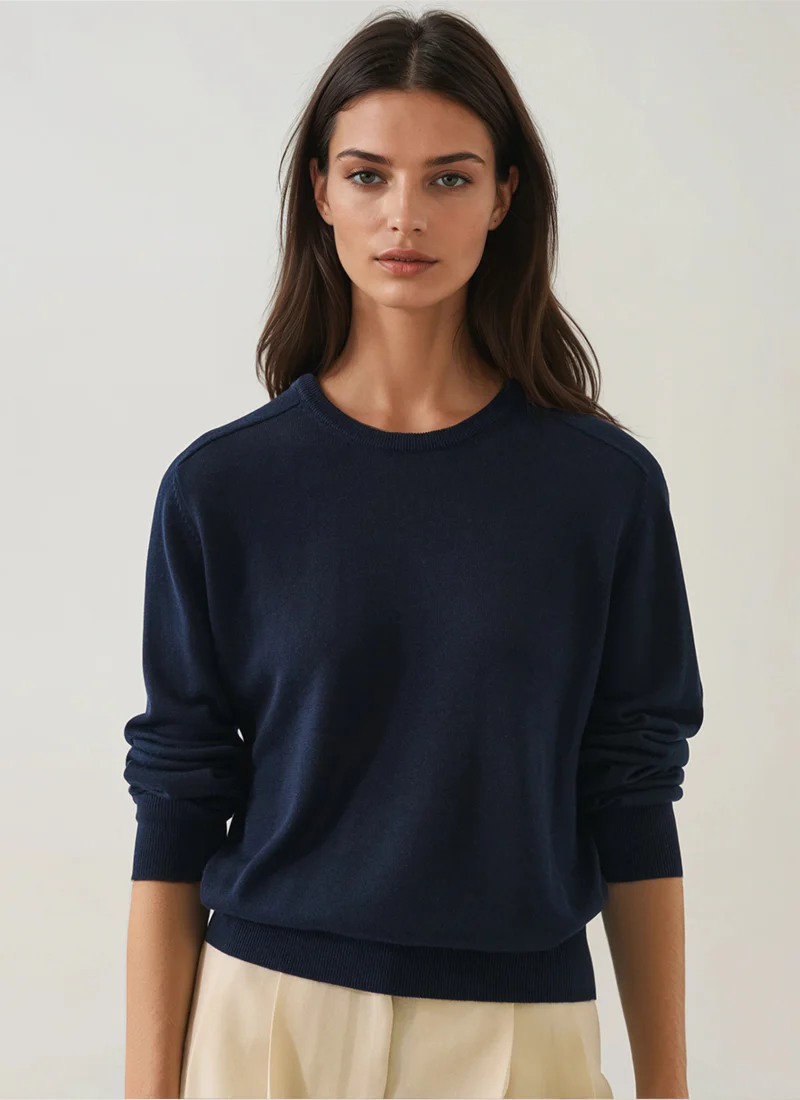 Long Sleeve Lyocell Cashmere Saddle Sweater - Image 2