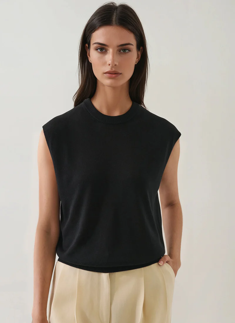 Lyocell Cashmere Sleeveless Sweater