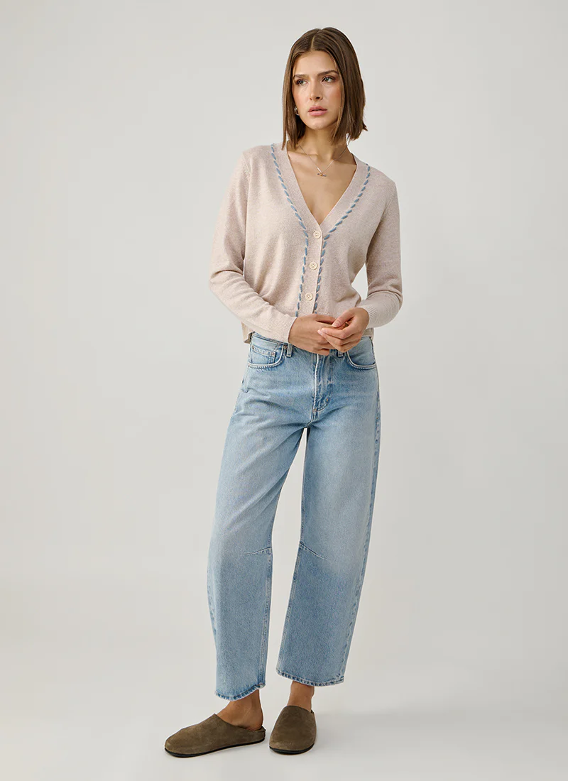 Tubular Lacing V neck Cashmere Cardigan - Image 5