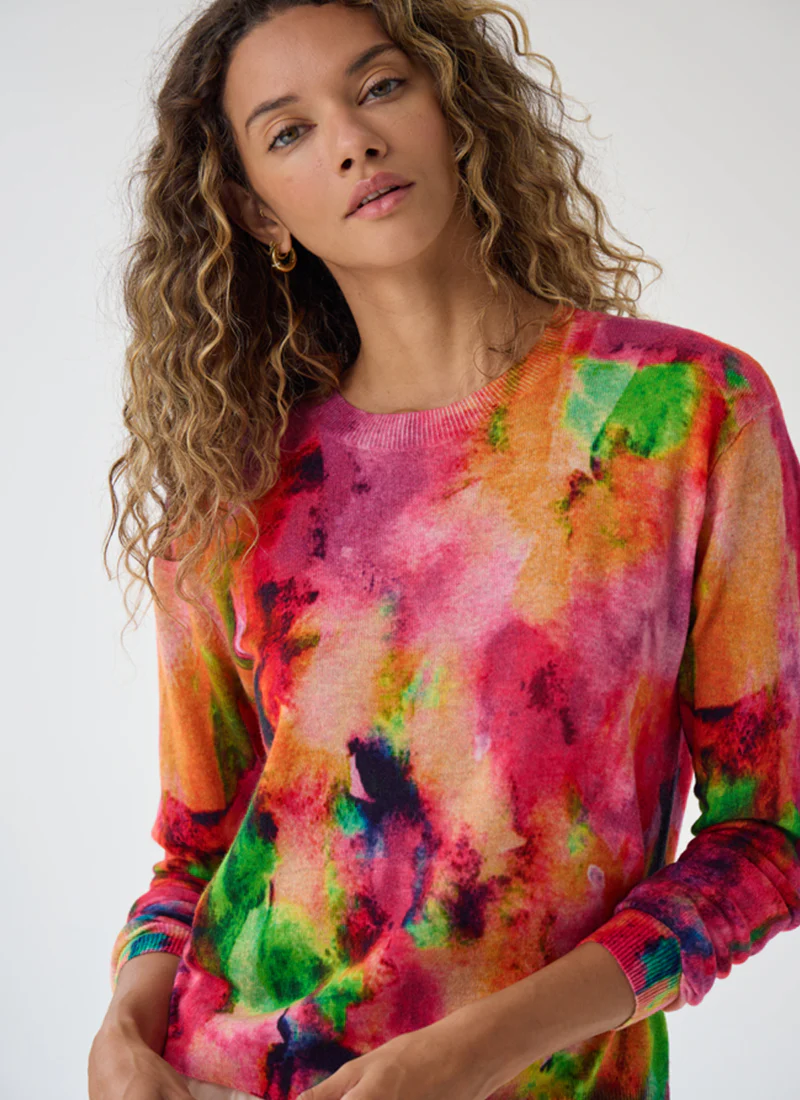 Watercolor Print Cashmere Sweater - Image 6