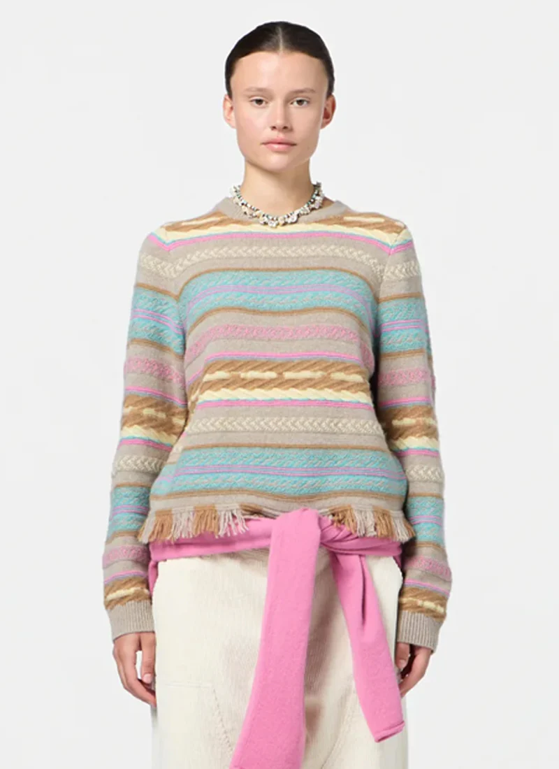 Western Stripe Crew Neck Sweater