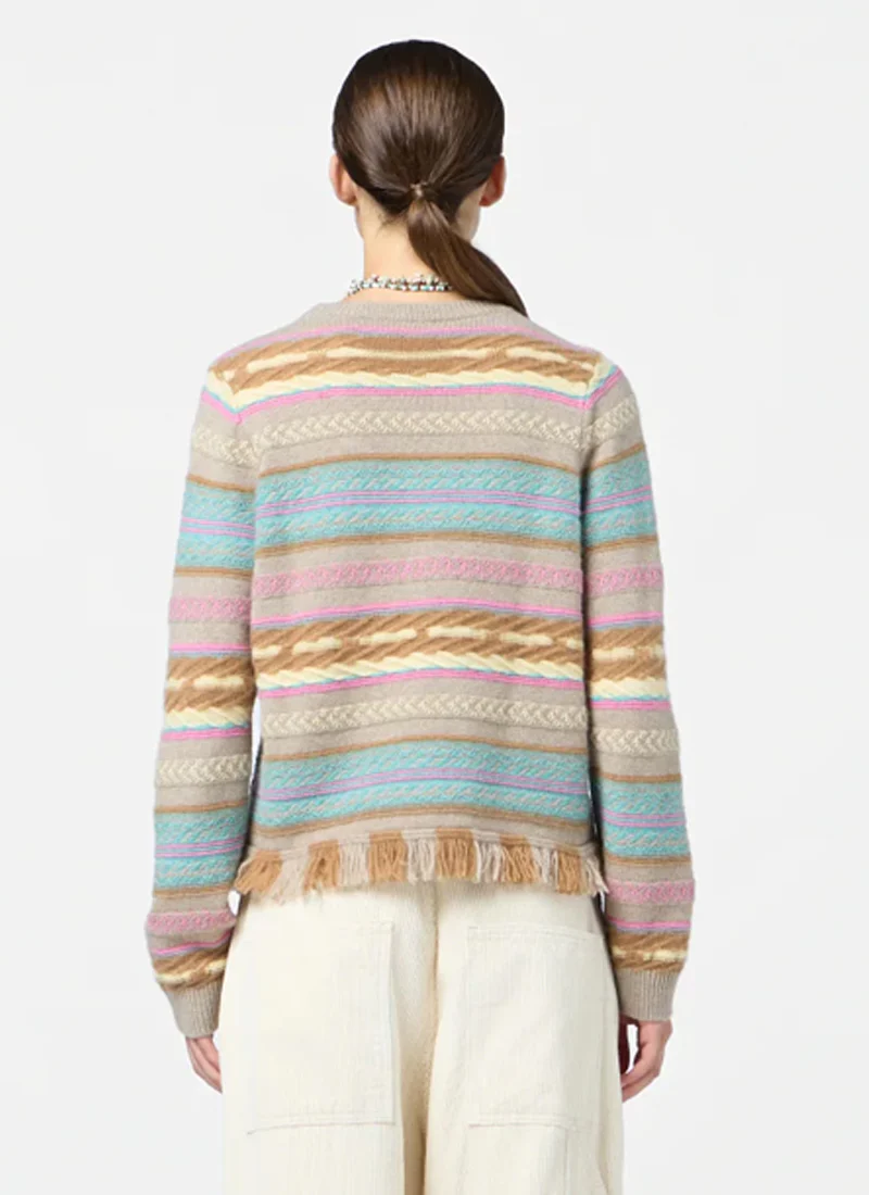 Western Stripe Crew Neck Sweater - Image 2