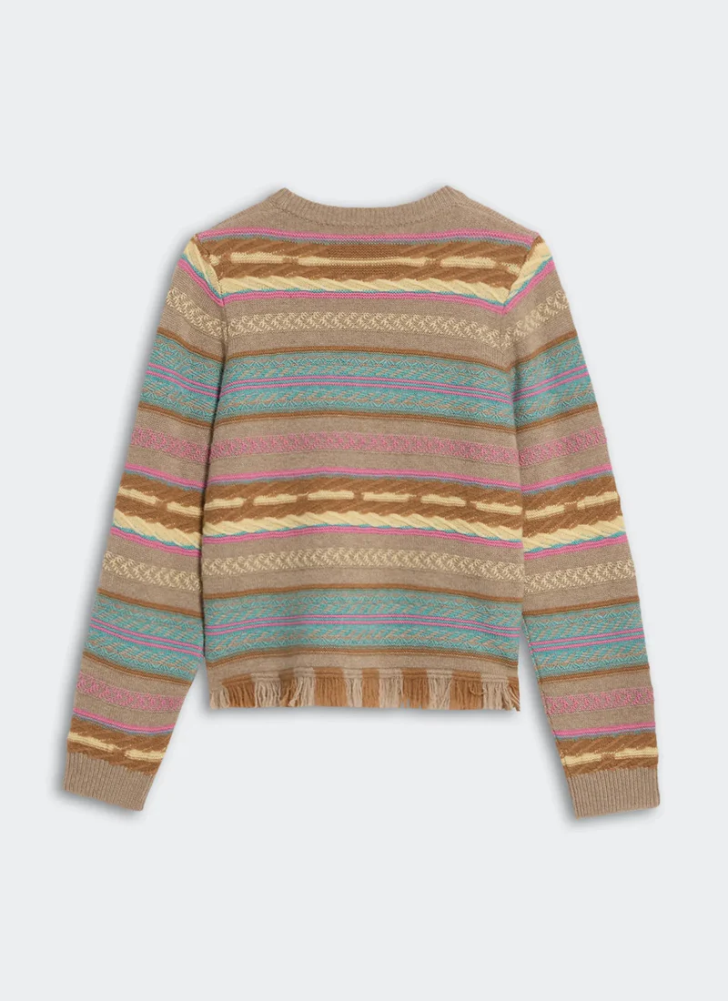 Western Stripe Crew Neck Sweater - Image 8