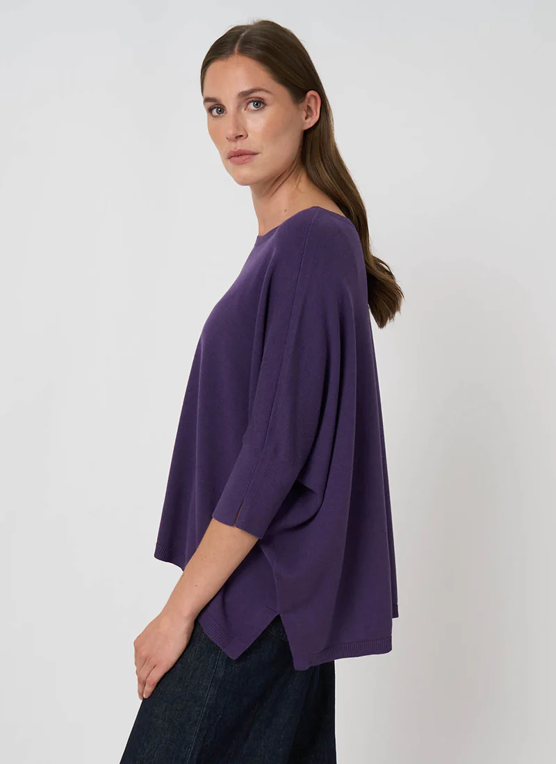 Oversized Cotton Blend Poncho Sweater - Image 3