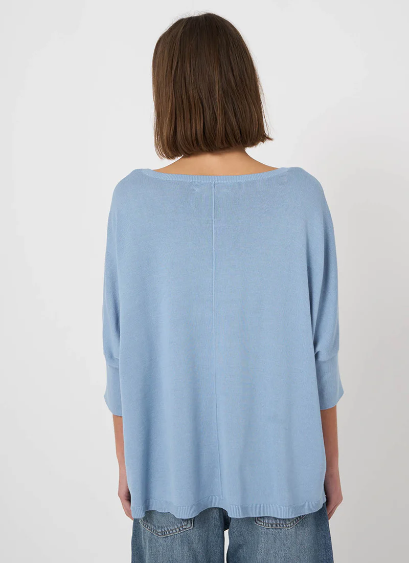 Oversized Cotton Blend Poncho Sweater - Image 2