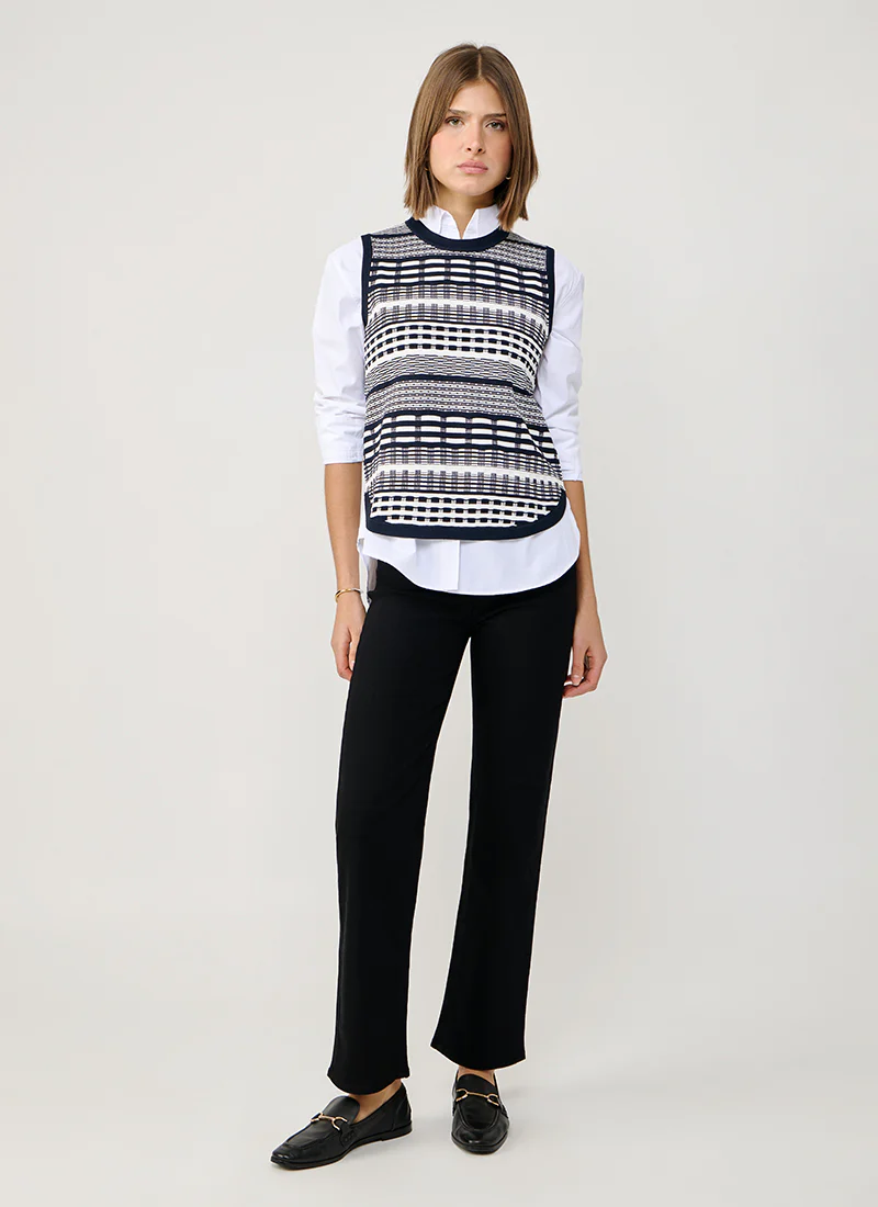 2 Tone Jacquard Sleeveless Knit Vest - Image 6