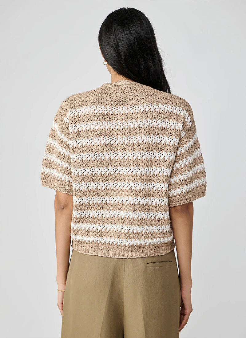 Cotton Boucle Striped Sweater - Image 3