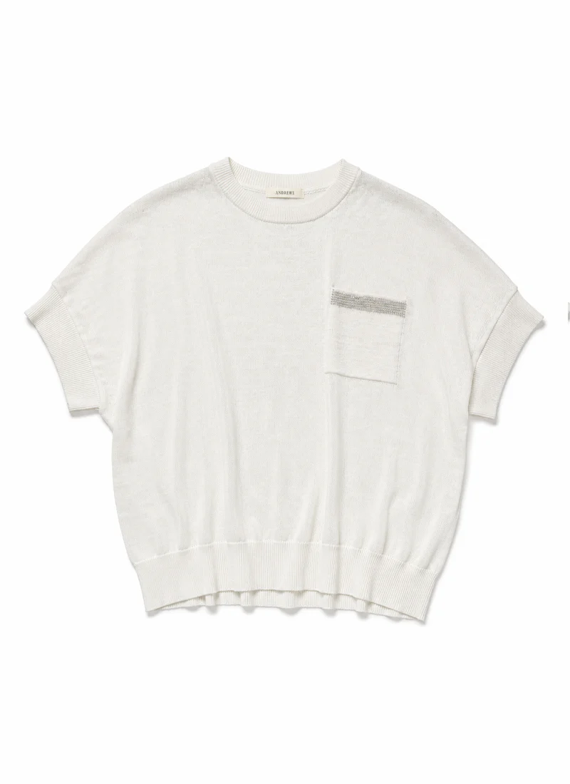 Crepe Linen Short Sleeve Sweater