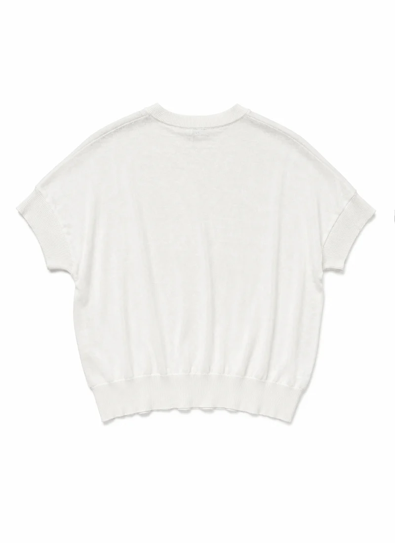 Crepe Linen Short Sleeve Sweater - Image 2