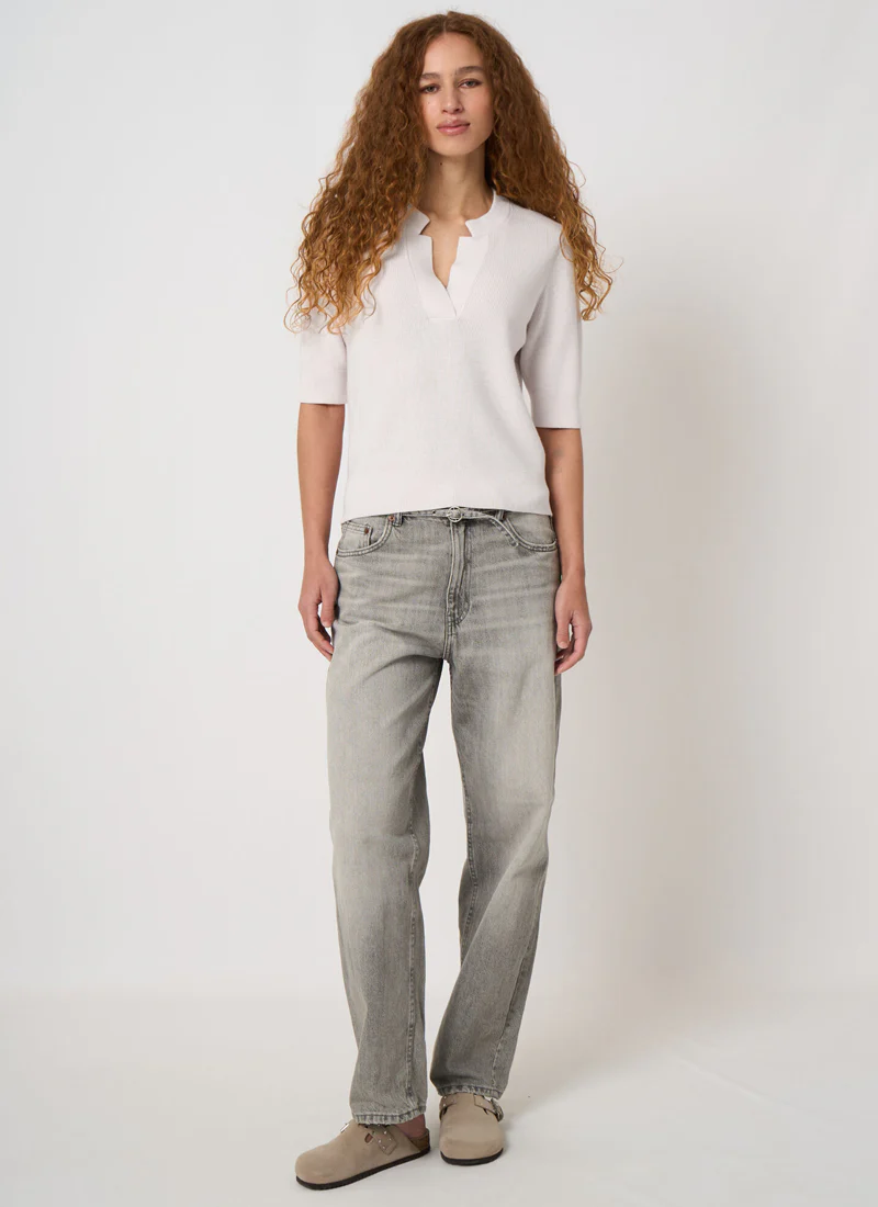 Fine Rib Knit Cashmere Cotton Sweater - Image 3