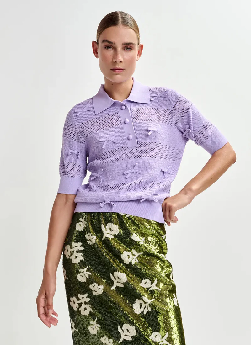 Jarts Bow-Embellished Knit Polo