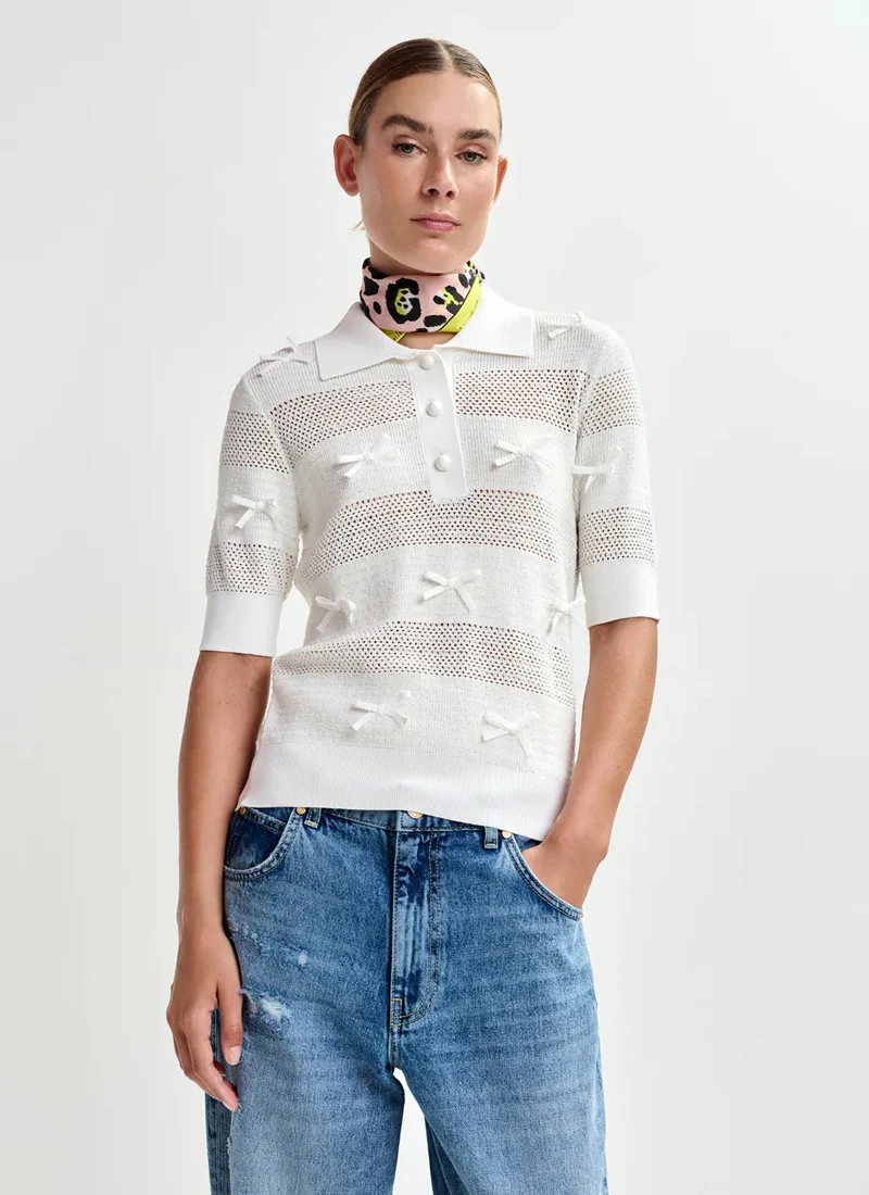 Jarts Bow-Embellished Knit Polo