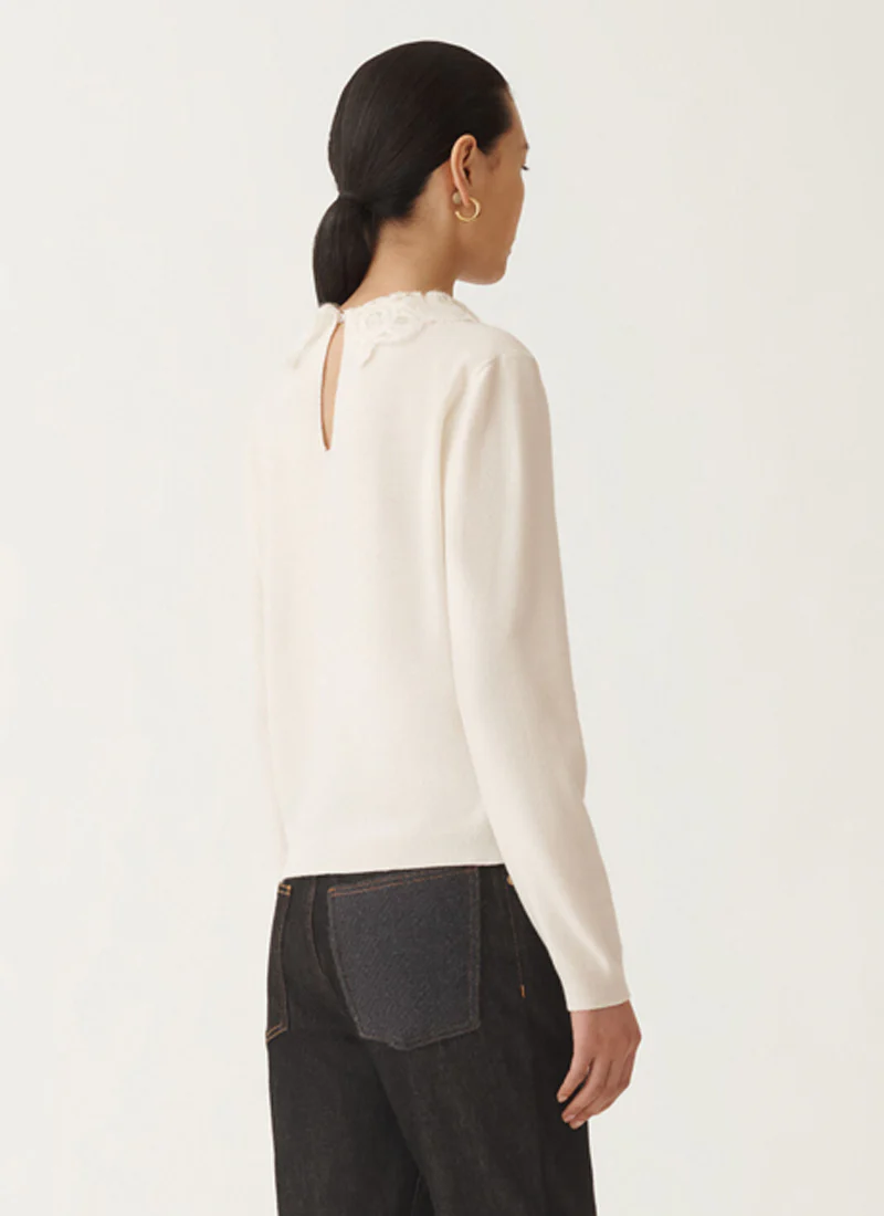 Lace Collar Crew Neck Sweater - Image 3