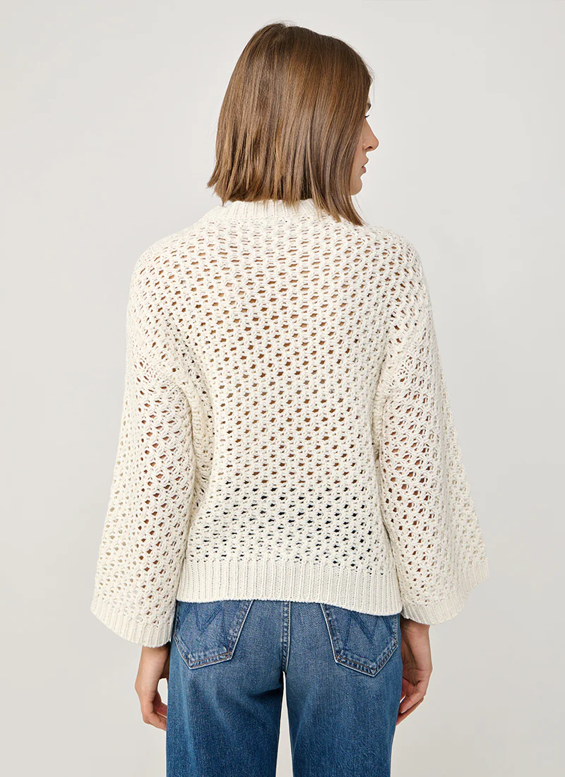 Micro Sequin Mesh Stitch Crew Neck Sweater - Image 4