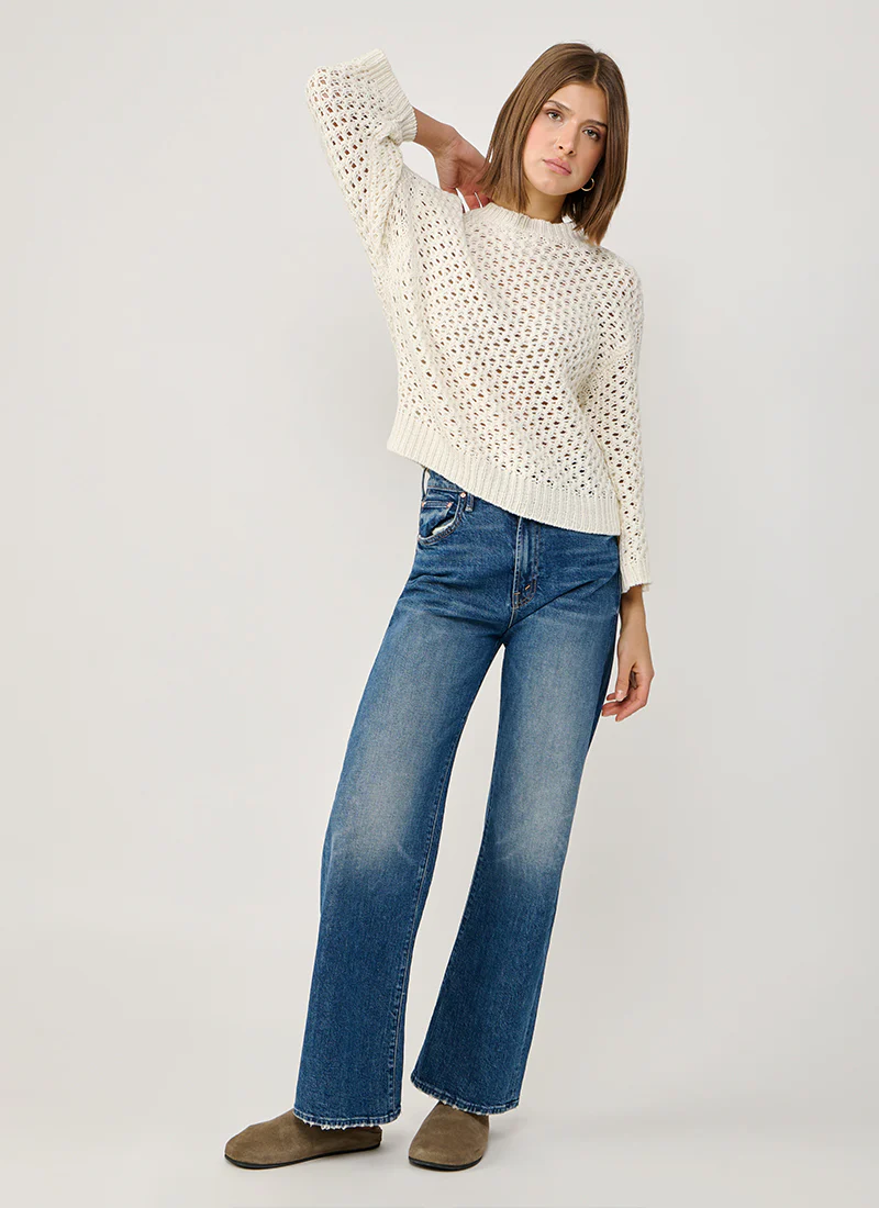 Micro Sequin Mesh Stitch Crew Neck Sweater - Image 5