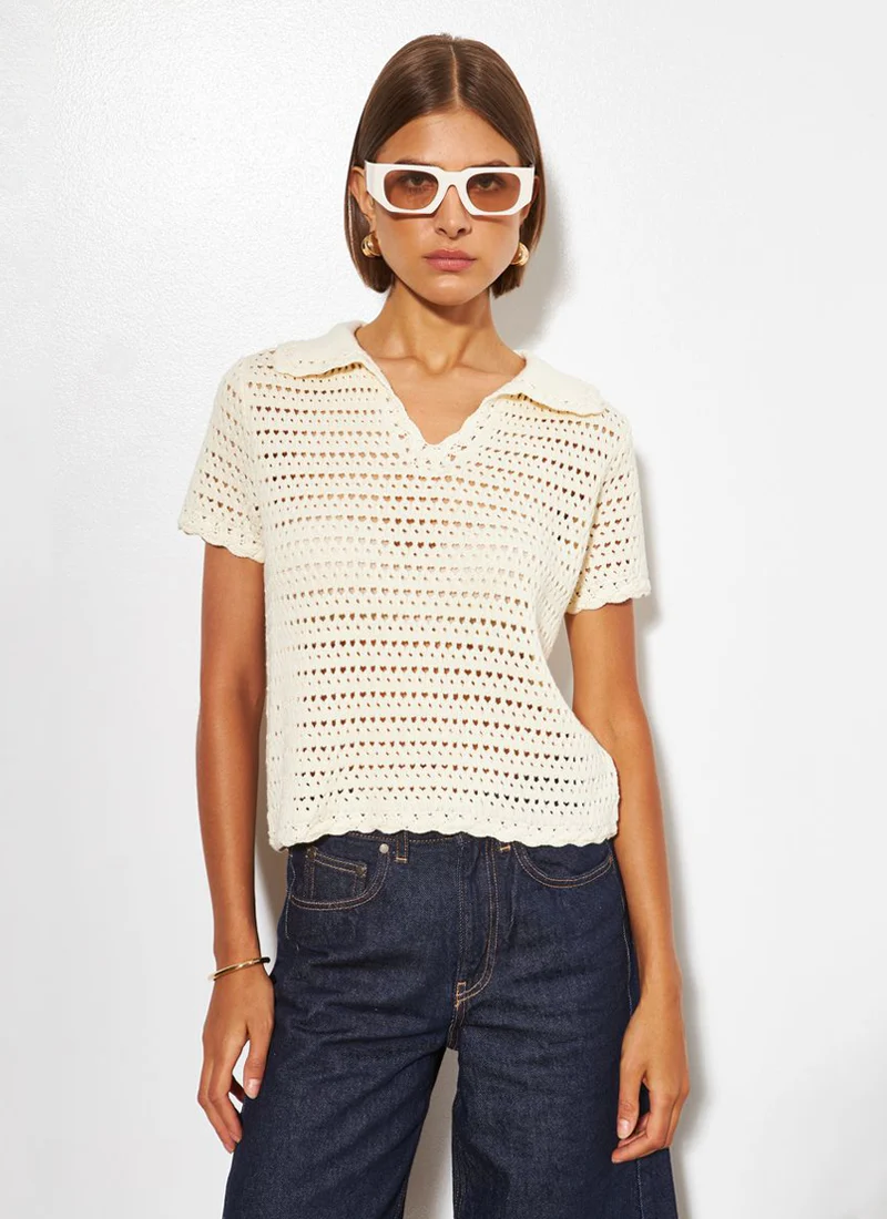 Paisley Knitted Short Sleeve Polo