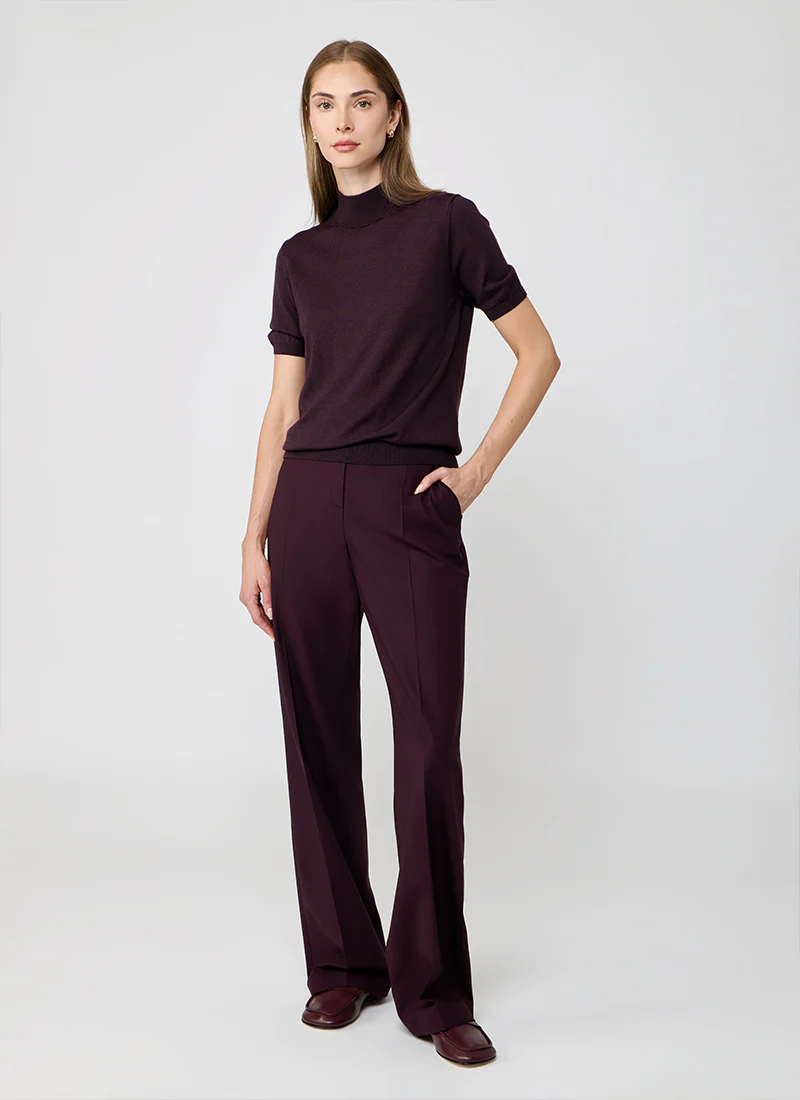 Short Sleeve Wool Silk Mock Neck Knit - Image 4
