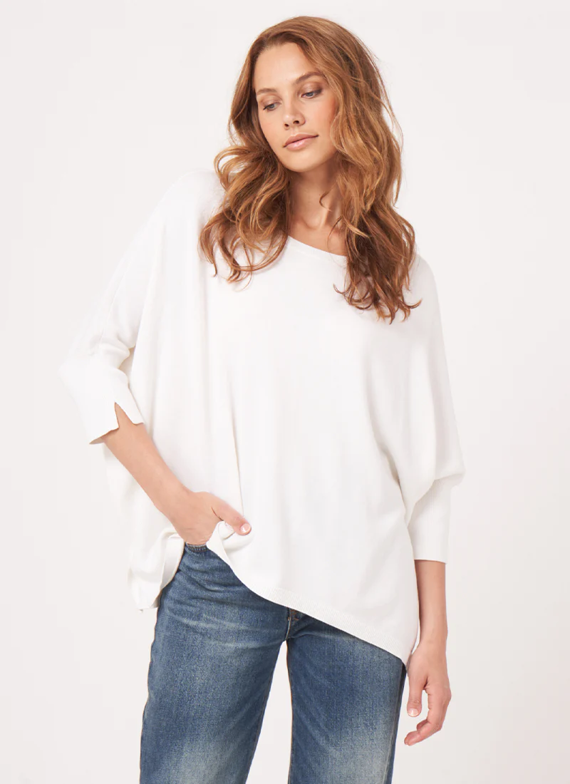 Oversized Cotton Blend Poncho Sweater