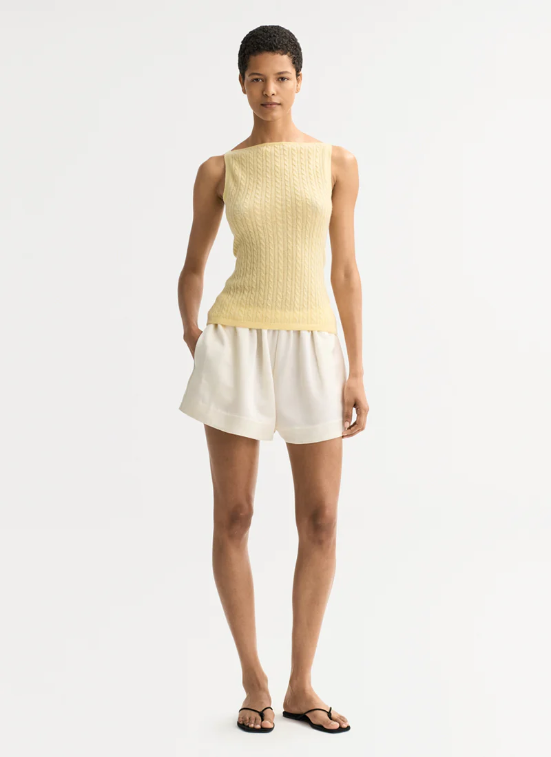Cable Knit Cashmere Singlet Tank Top - Image 4