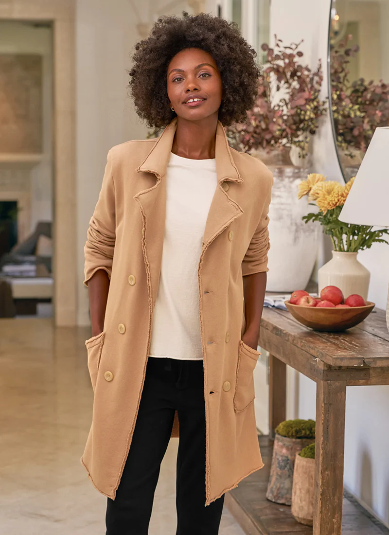 Triple Fleece Sweatshirt Trench Coat