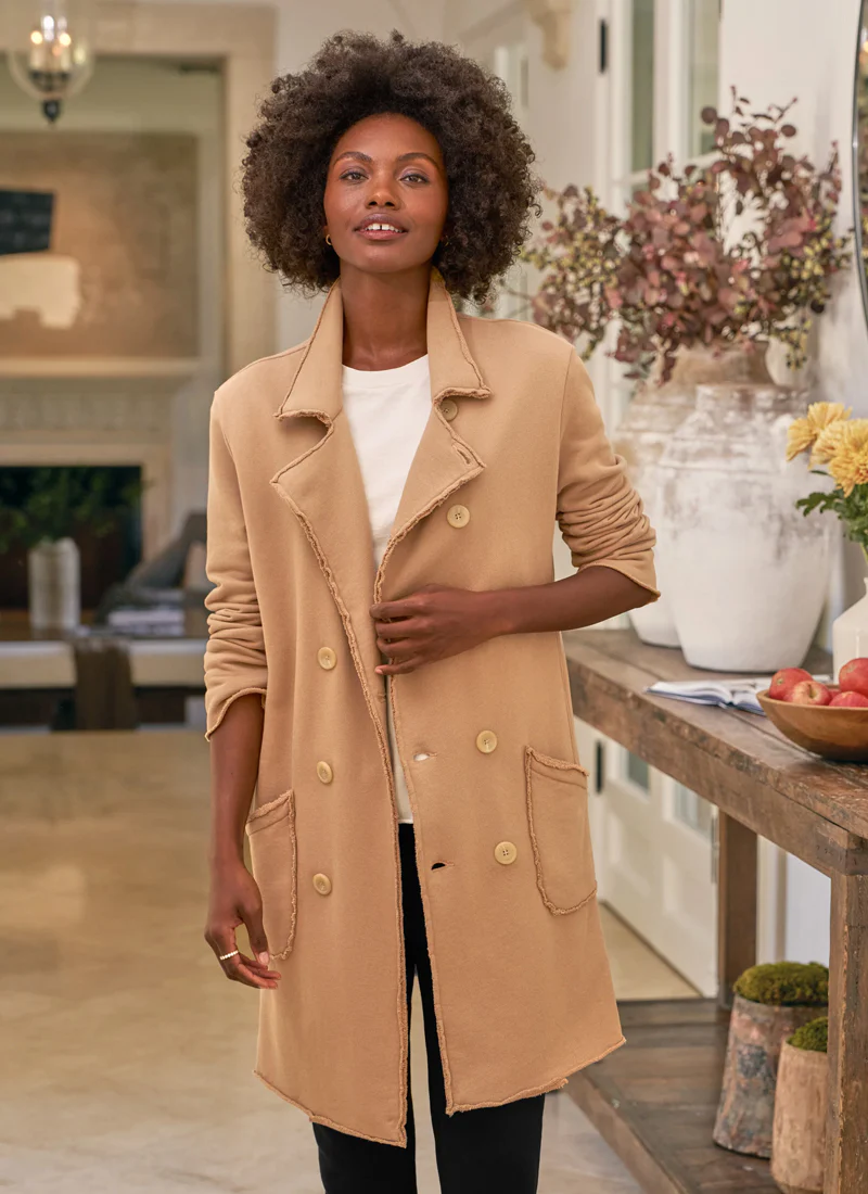 Triple Fleece Sweatshirt Trench Coat - Image 3