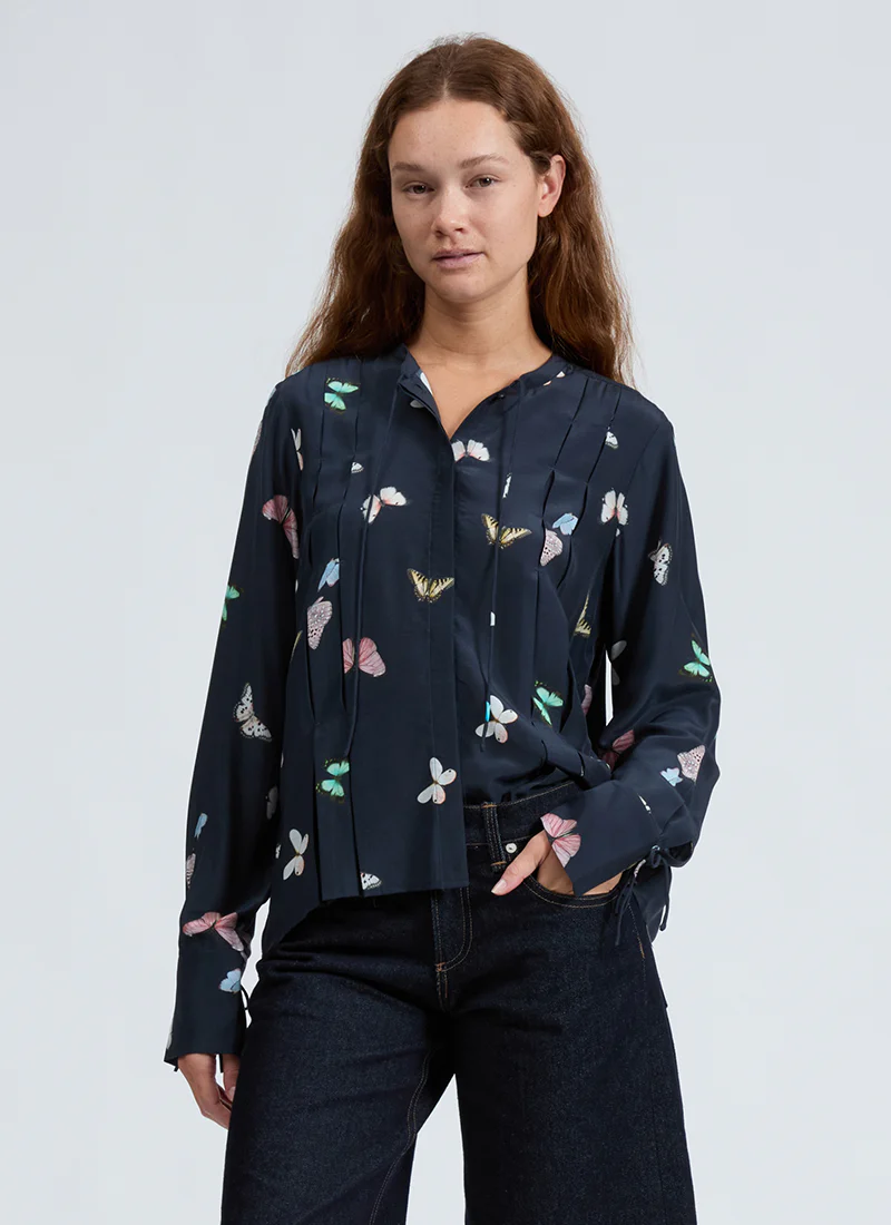 Adren Printed Pleated Blouse