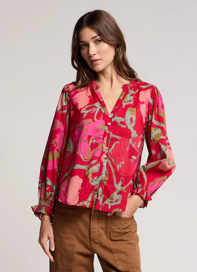 Avena Printed Rose Vines Top