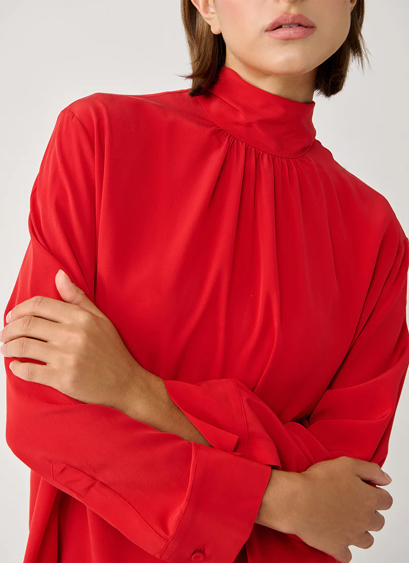 Crepe Asymmetric Long Sleeve Top - Image 3