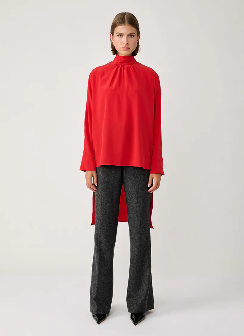 Crepe Asymmetric Long Sleeve Top - Image 4