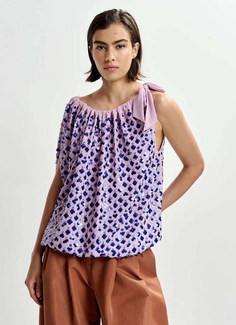 Jocelyn Sequin Smocked Top