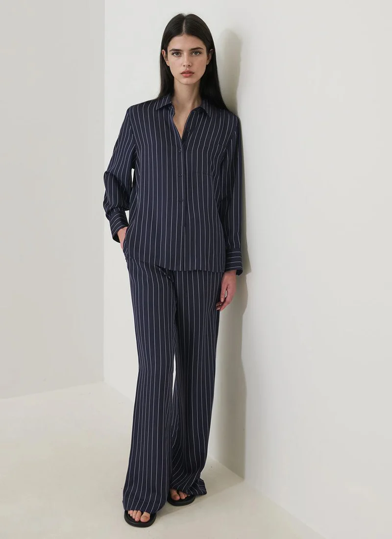 Long Sleeve Silk Boyfriend Pocket Shirt - Image 4