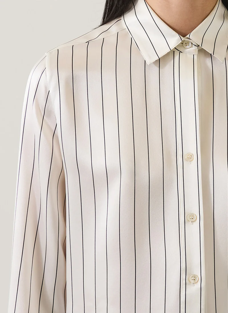 Long Sleeve Silk Satin Relaxed Shirt - Image 3