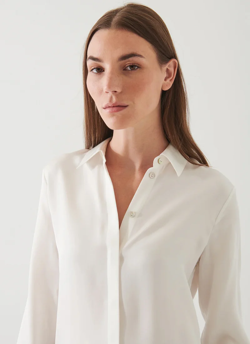 Long Sleeve Slim Silk Shirt - Image 2
