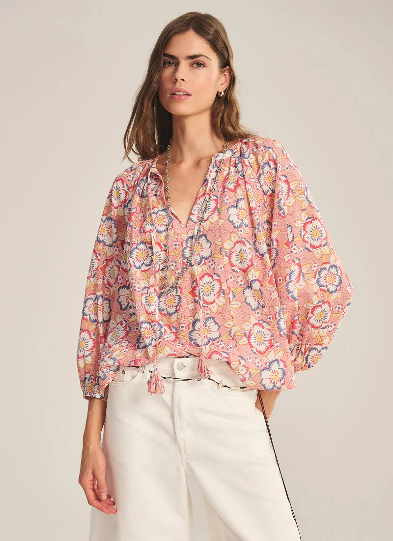 Reese Begonia Cotton Print Top