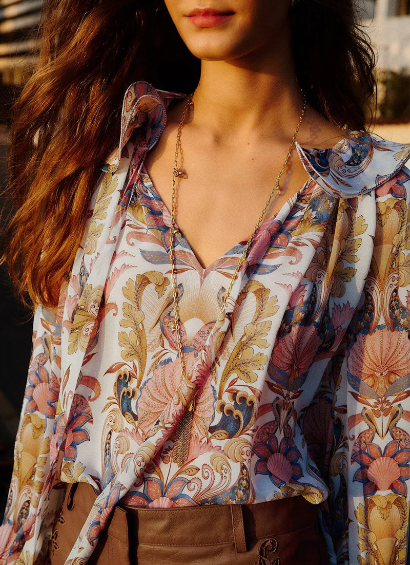Sea Garden Off-White Long Sleeve Blouse - Image 3