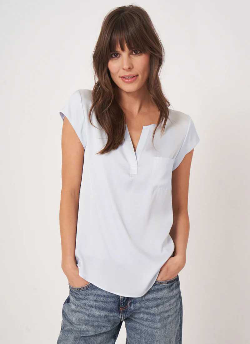 Silk Short Sleeve Blouse