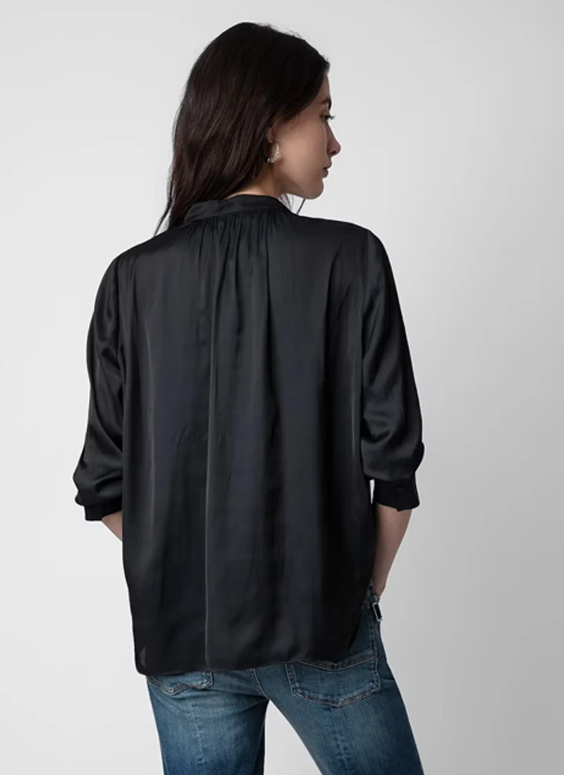 Tink Satin Black Blouse - Image 2