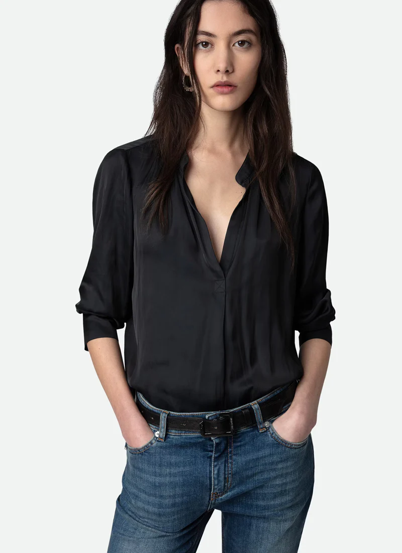 Tink Satin Black Blouse - Image 5