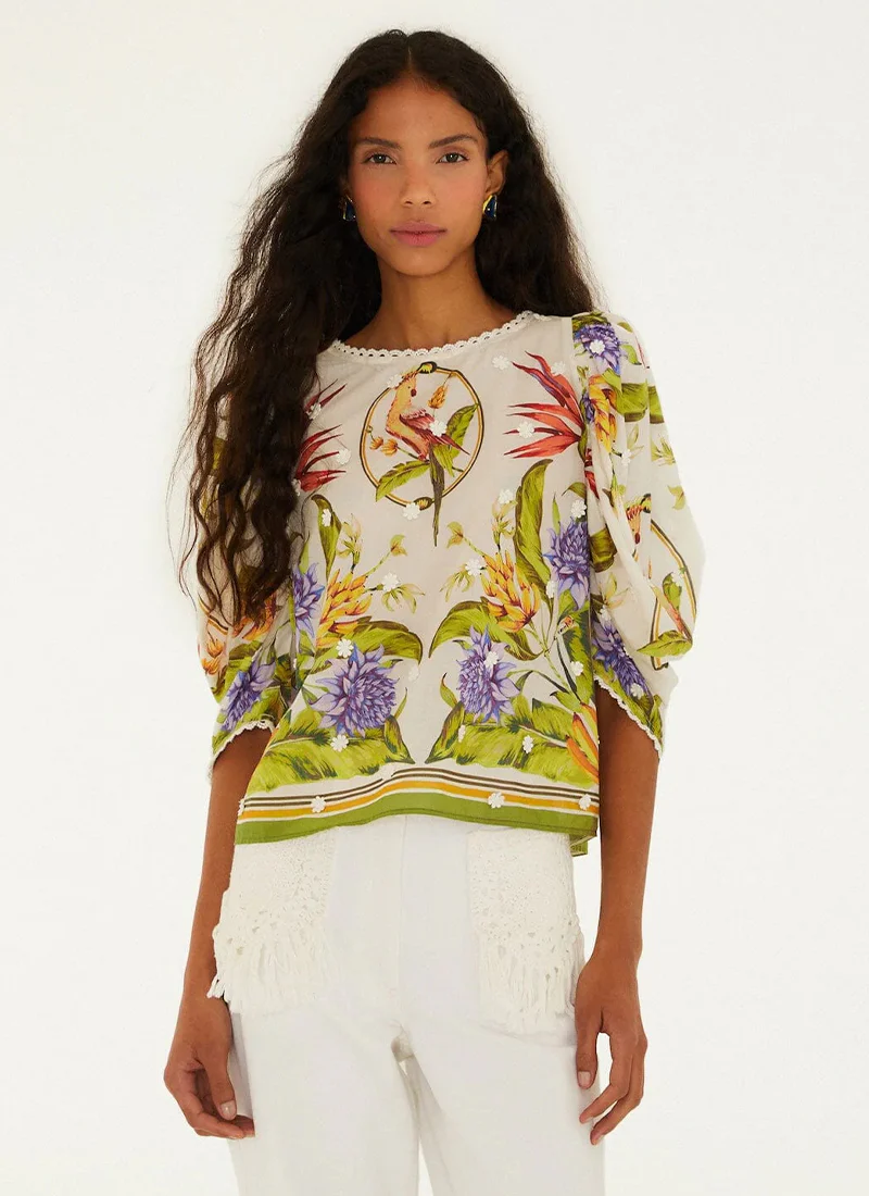 Tropical Scarf Blouse