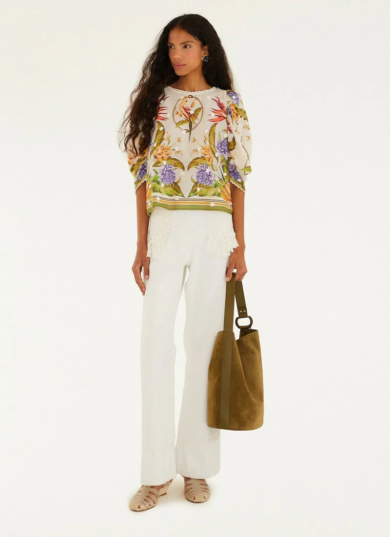 Tropical Scarf Blouse - Image 4