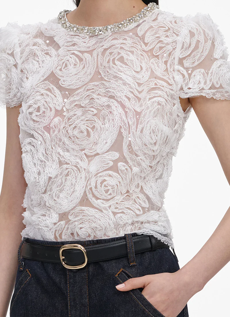 White Tulle Lace Top - Image 4