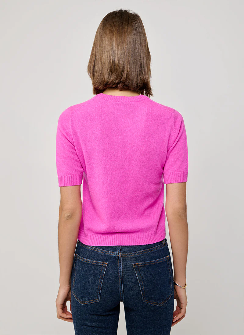 Crop Cashmere Short Sleeve Crew Top - Image 2