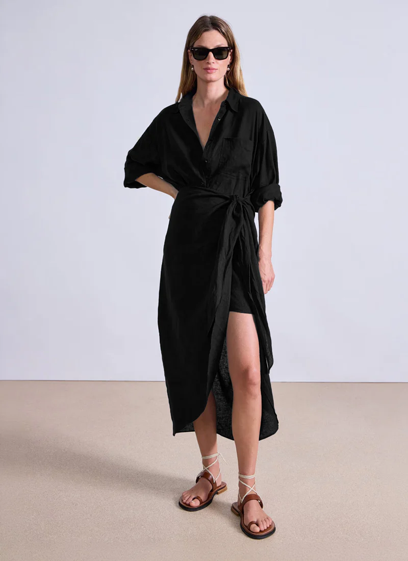 Alessandra Linen Sarong Shirt Dress - Image 5
