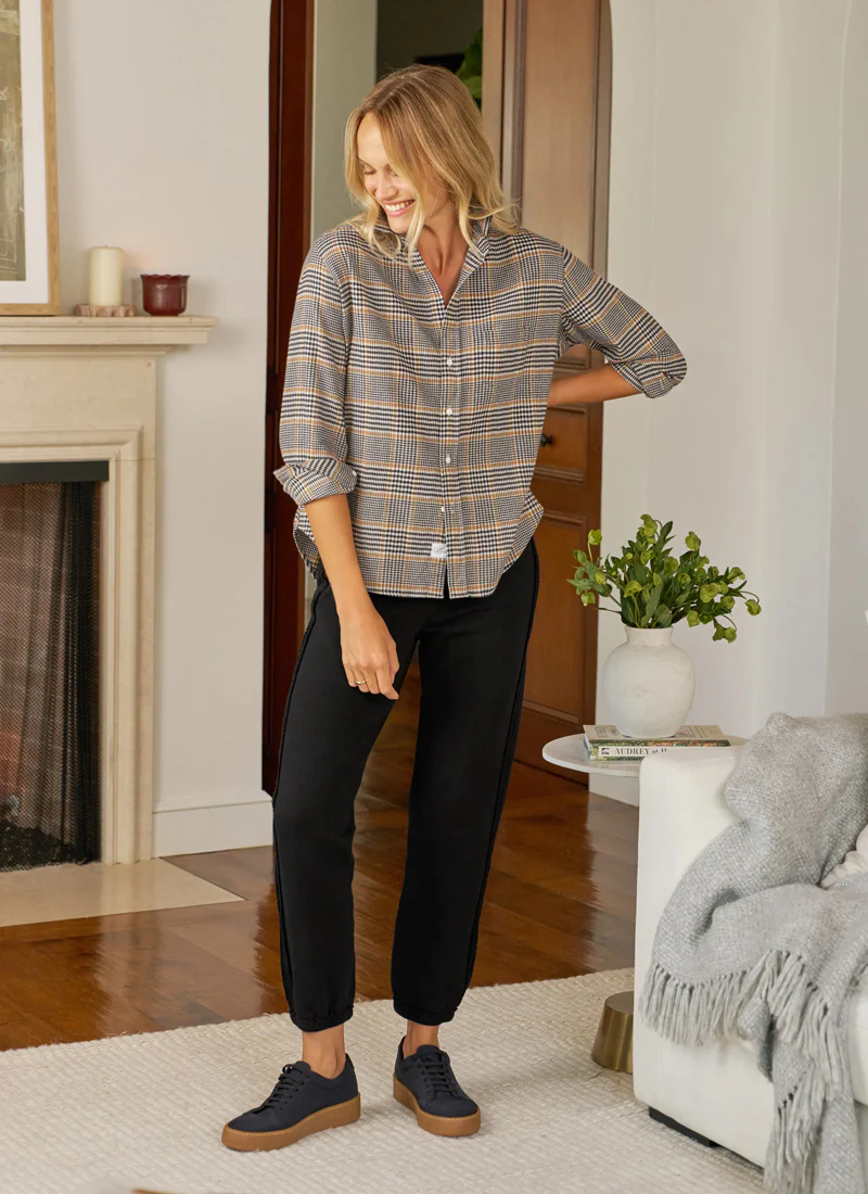 Eileen Relaxed Button Up Shirt Black Plaid - Image 4