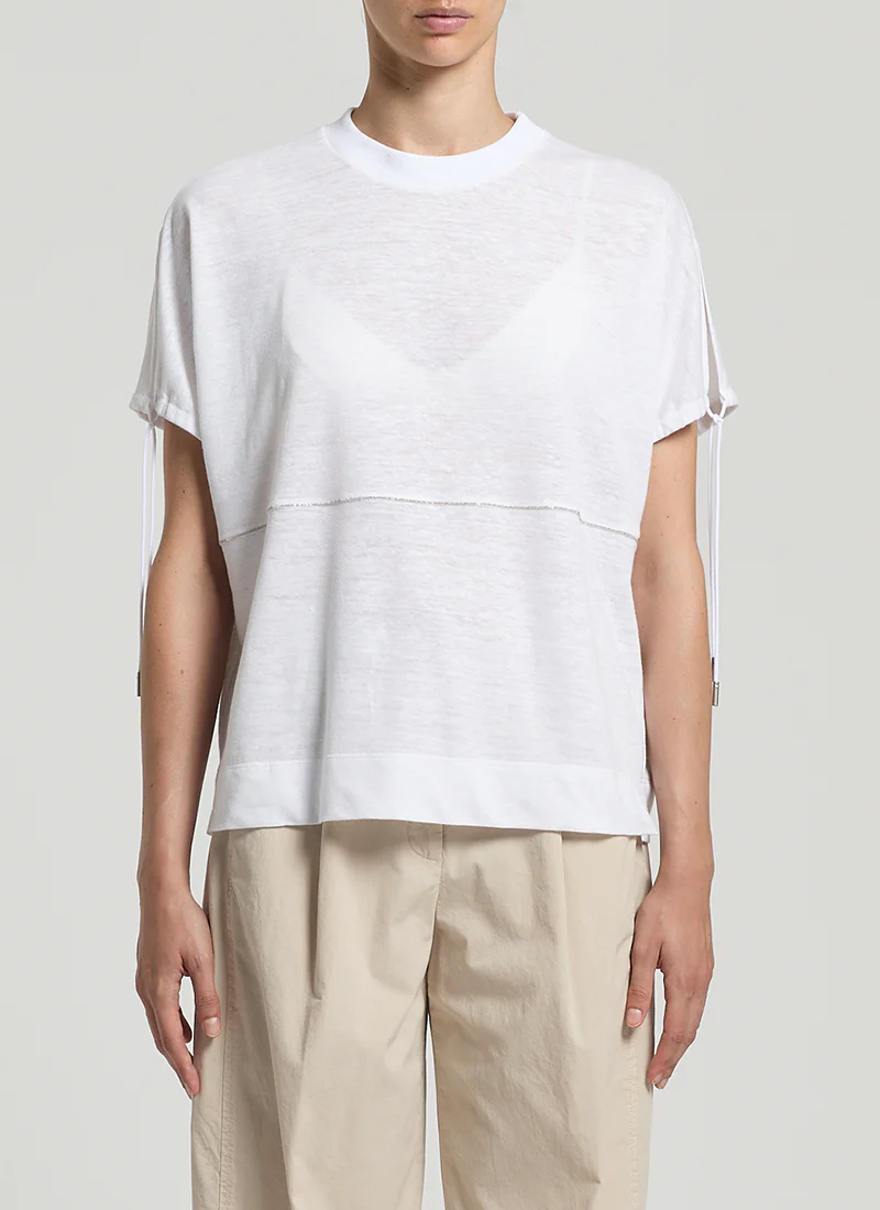 Linen Jersey Lurex Detail Top