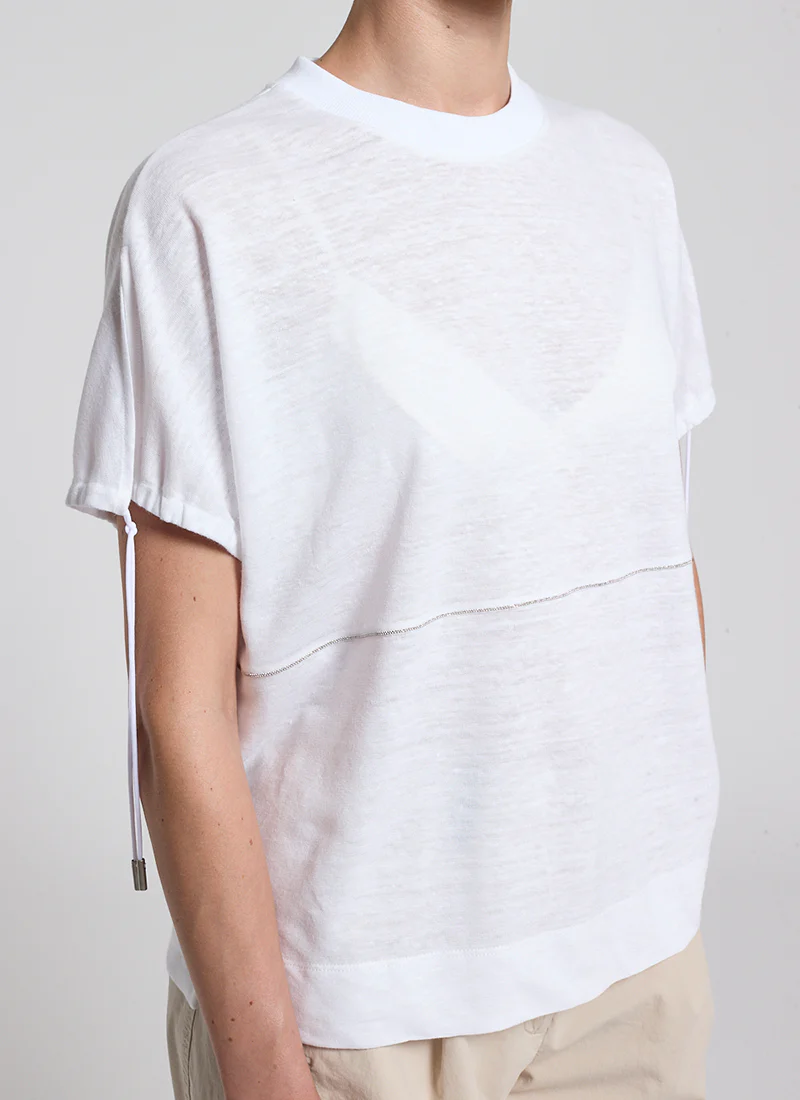 Linen Jersey Lurex Detail Top - Image 2