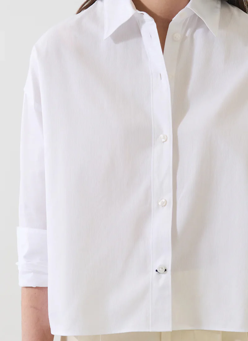 Long Sleeve Cotton Boxy Shirt - Image 3